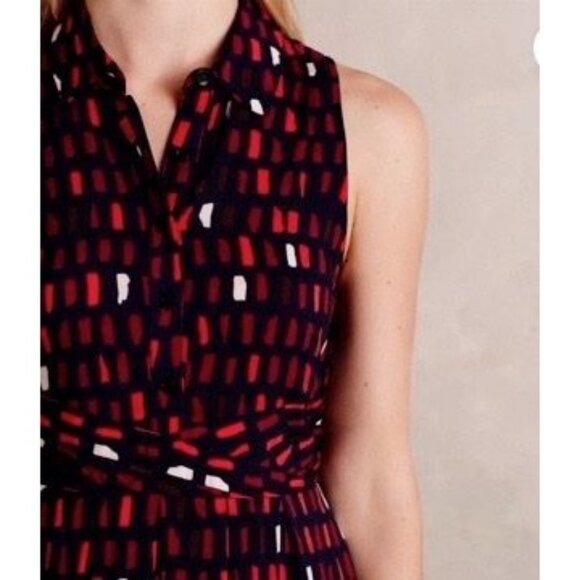 Anthropologie 11.1 Tylho Brynn Shirtdress In Navy/ Marin Red Career Size Small - Picture 3 of 12